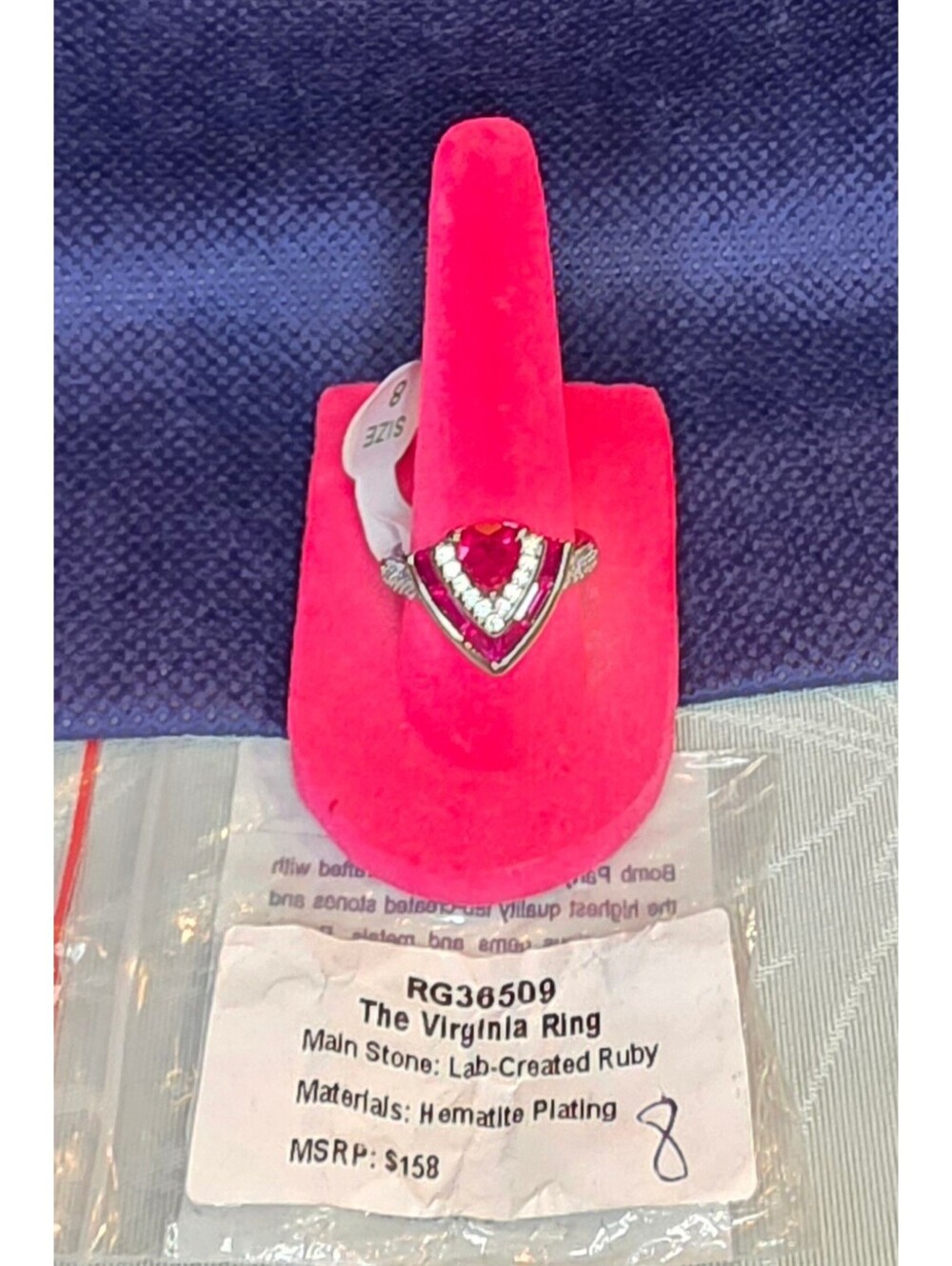 Bomb Party The Virginia Lab-Created Ruby Ring with Hematite Plating Size 8